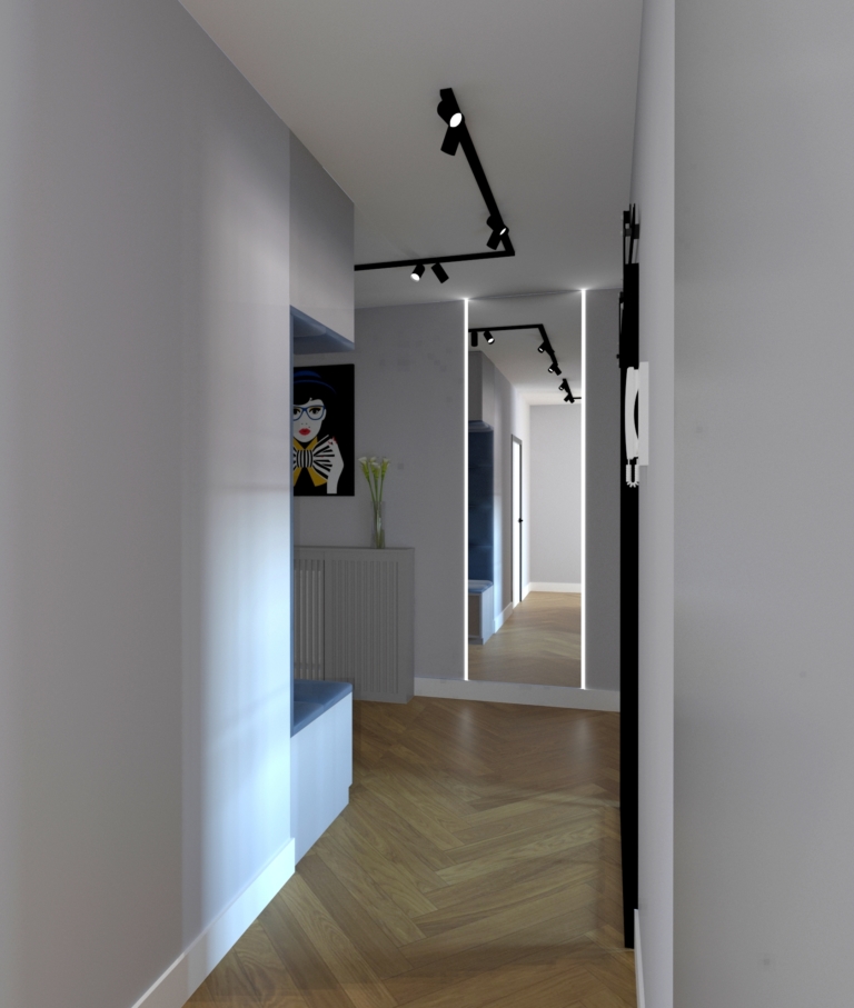 Lustro z listwami LED w przedpokoju