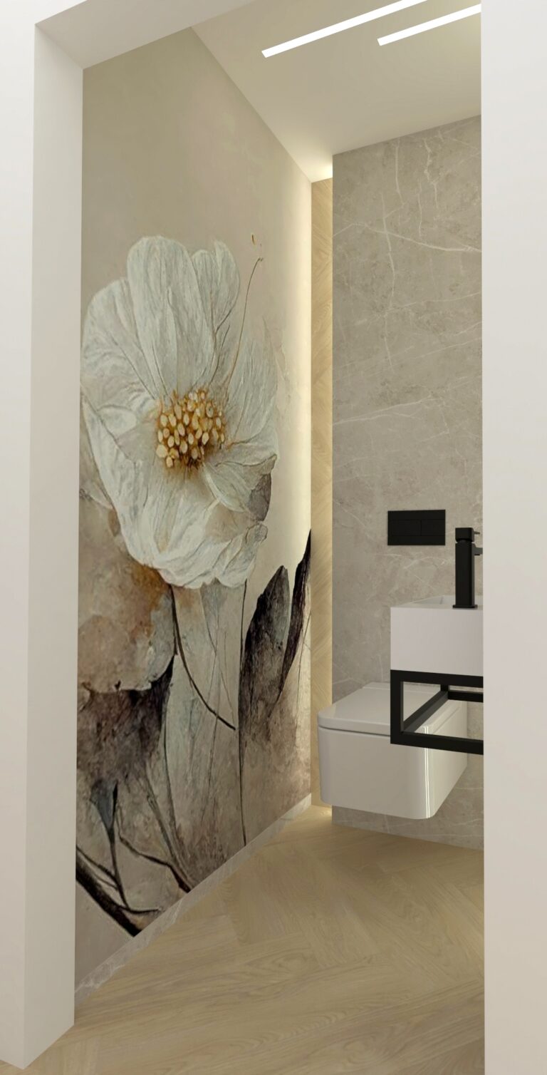 Kwiatowa tapeta w toalecie