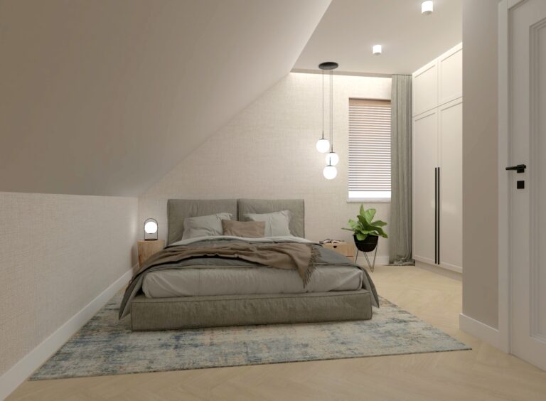 Łóżko kontynentalne w sypialni