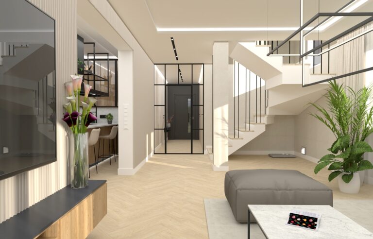 Przeszklone drzwi do wiatrołapu w stylu loftowym