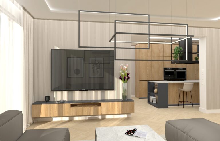 Ryflowana ściana telewizyjna